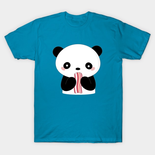 Kawaii Bacon Loving Panda T-Shirt T-Shirt by happinessinatee